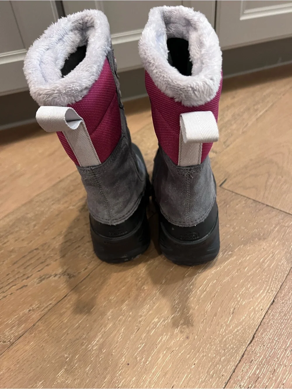 The North Face Kids Gray and Pink Insulated Snow Boots